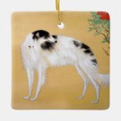 Aziatische kerstversiering Borzoi Keramisch Ornament (Voorkant)