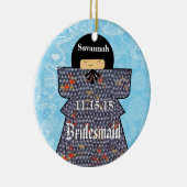 Aziatische Kimono Birdesmaid geeft roze veranderin Keramisch Ornament (Rechts)