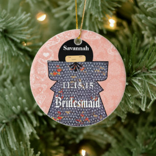 Aziatische Kimono Birdesmaid geeft roze veranderin Keramisch Ornament