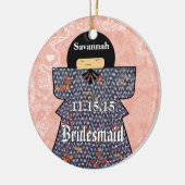 Aziatische Kimono Birdesmaid geeft roze veranderin Keramisch Ornament (Links)