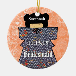 Aziatische Kimono Birdesmaid Gifts Coral Wijziging Keramisch Ornament