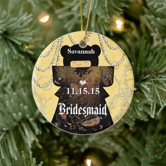 Aziatische Kimono Bruidsmeisje Cadeaus Koraal Kleu Keramisch Ornament (Boom)