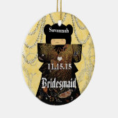 Aziatische Kimono Bruidsmeisje Cadeaus Koraal Kleu Keramisch Ornament (Rechts)