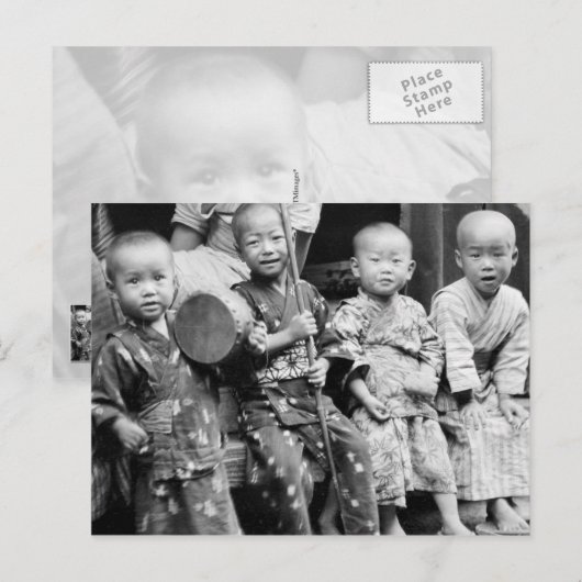 Aziatische kinderen in traditionele kleding (1908) briefkaart (Voorkant / Achterkant)