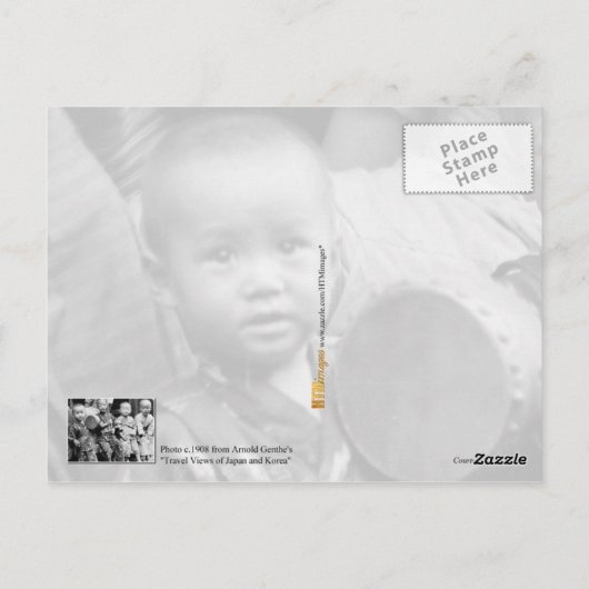 Aziatische kinderen in traditionele kleding (1908) briefkaart (Achterkant)