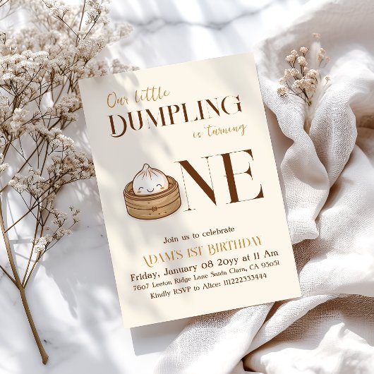 Aziatische kleine Dumpling Kawaii eerste verjaarda Kaart