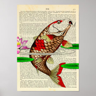 Aziatische, Koi Fish Print, Carp, Japan, Lily, Oos Poster