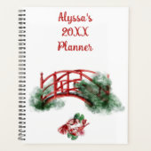 Aziatische Koi Monogrammed Naam Waterverf Japanse Planner (Voorkant)