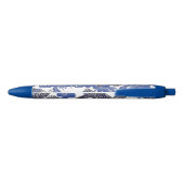 Aziatische Koi Vis Blauw Wit Chinoiserie Blauwe Inkt Pen (Achterkant)