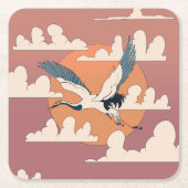 Aziatische kraan in vlucht kartonnen onderzetters (Voorkant)