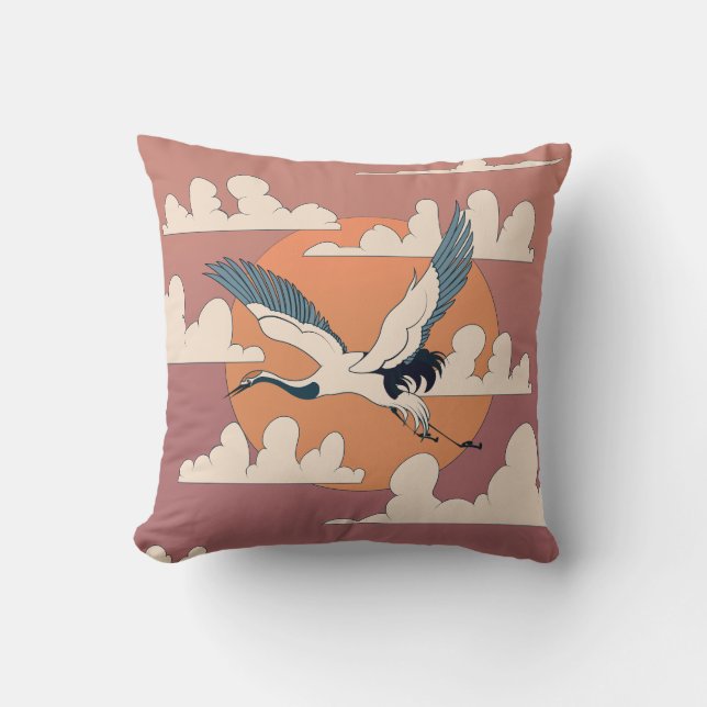 Aziatische kraanvogel in vlucht kussen (Voorkant)