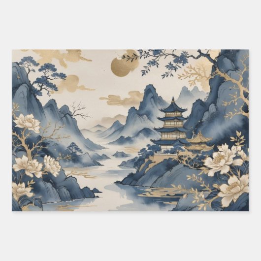 Aziatische kunstdruk inpakpapier vel (Voorkant)