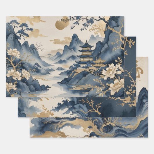 Aziatische kunstdruk inpakpapier vel (Set)