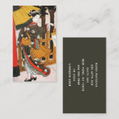 Aziatische kunstvrouw in Kimono met paraplu Visitekaartje (Voorkant / Achterkant)