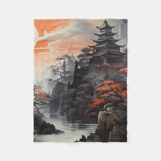 Aziatische landschapskunst fleece deken (Voorkant)