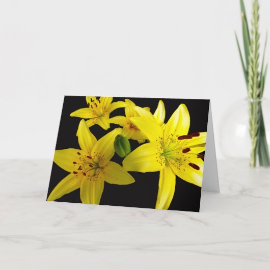 Aziatische lelies op zwart bedankkaart (Voorkant)