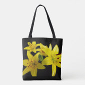 Aziatische lelies op zwart tote bag (Achterkant)