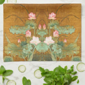 Aziatische Lotus Flowers Water Garden Kitchen Towe Theedoek (Gevouwen)