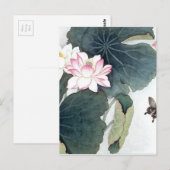 Aziatische Lotus Leaf Pink Flower Butterfly Art Co Briefkaart (Voorkant / Achterkant)