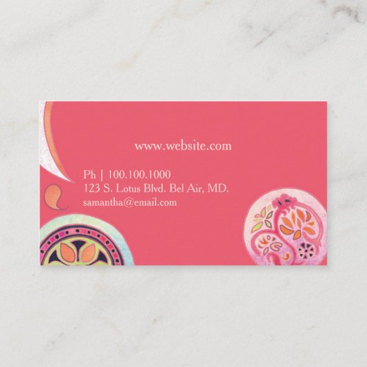 Aziatische Lotus Pattern Interior Design Visitekaartje (Achterkant)