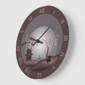 Aziatische maanlicht roze bloesem pagode digitale  grote klok (Hoek)