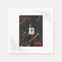 Aziatische mahjong-servet met de rode draak