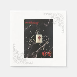 Aziatische mahjong-servet met de rode draak servet