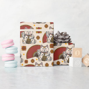 Aziatische Maneki Neko Kat Cadeaupapier