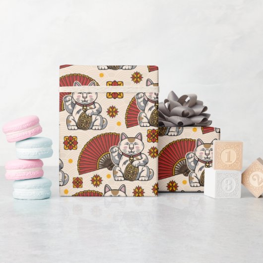 Aziatische Maneki Neko Kat Cadeaupapier (Baby Shower)