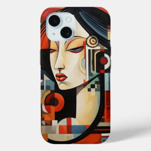 Aziatische meisje Abstracte kunst iPhone 15 Case