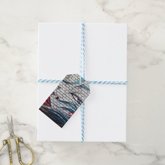 Aziatische meisje graffiti cadeaulabel (Met Touw)