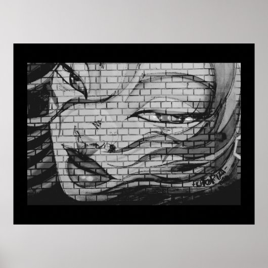 Aziatische meisje graffiti poster (Voorkant)