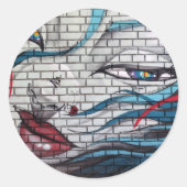 Aziatische meisje graffiti ronde sticker (Voorkant)