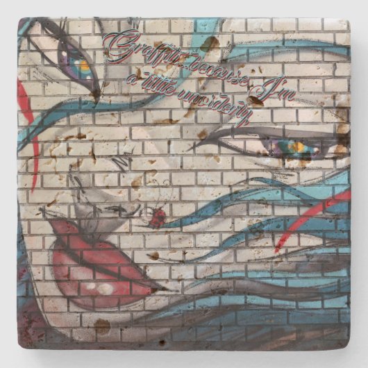 Aziatische meisje graffiti stenen onderzetter (Voorkant)