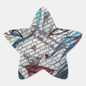 Aziatische meisje graffiti ster sticker (Voorkant)