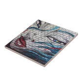 Aziatische meisje graffiti tegeltje (Zijkant)