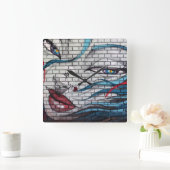 Aziatische meisje graffiti vierkante klok (Huis)