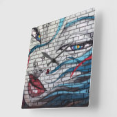 Aziatische meisje graffiti vierkante klok (Hoek)