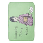 Aziatische meisje in roze-Mauve Kimono Badmat (Voorkant Verticaal)