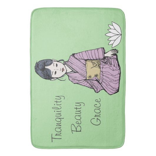 Aziatische meisje in roze-Mauve Kimono Badmat (Voorkant Verticaal)