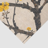 Aziatische minimalistische gele bloesem tak tissuepapier (Detail)