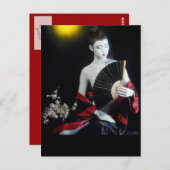 Aziatische Mode meisje met Briefkaart Fan Porcelai (Voorkant / Achterkant)