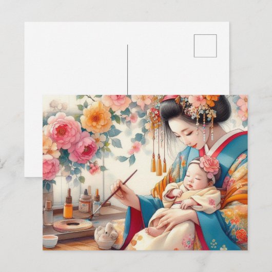 Aziatische moeder 15 briefkaart (Voorkant / Achterkant)