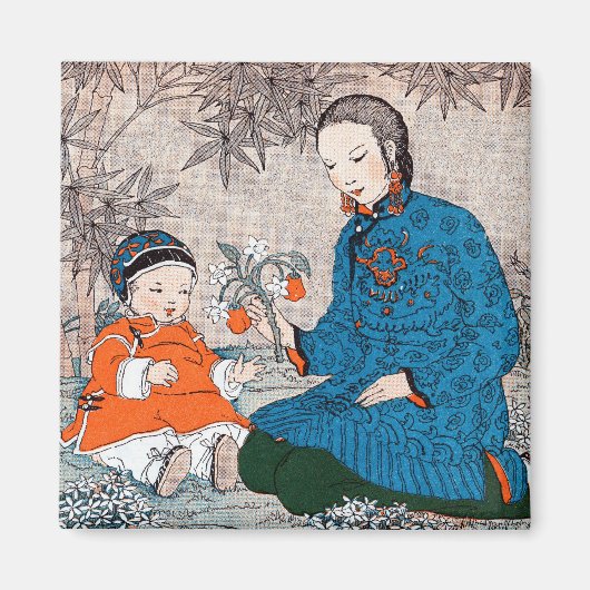 Aziatische moeder & Baby Magnet (Voorkant)