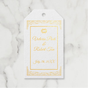 Aziatische Monogram Gold Folie Wedding Favoriete L Cadeaulabels