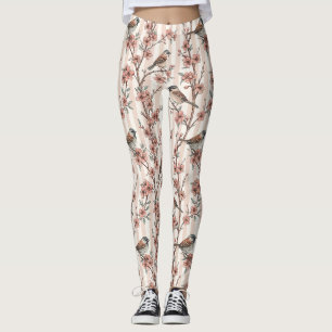 Aziatische Muskusbloesem Perzik Strepen Leggings