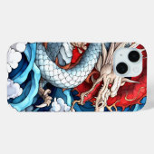Aziatische Mythische Draak in Rood en Blauw Case-Mate iPhone Case (Achterkant (horizontaal))