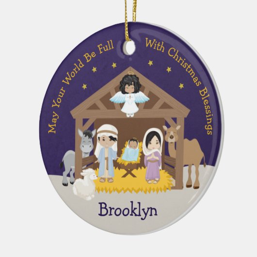 Aziatische nativiteitsscène keramisch ornament (Links)