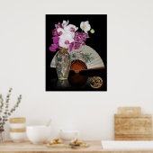 Aziatische nog levende orchideeën en schilderde ve poster (Keuken)