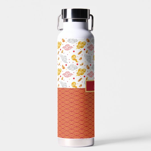 Aziatische oceaangolven, Abstracte wolken Waterfles (Voorkant)